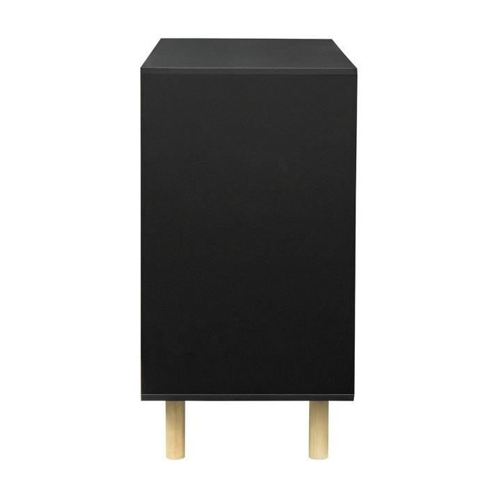 Petit buffet avec 2 portes et 1 niche - Décor noir et chene - L 100 x