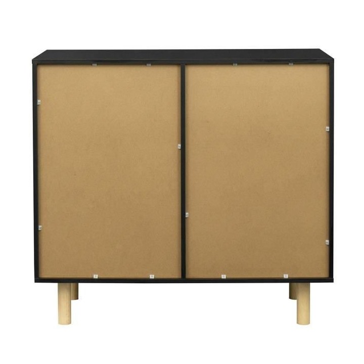 Petit buffet avec 2 portes et 1 niche - Décor noir et chene - L 100 x