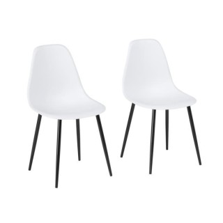 Lot de 2 chaises blanc - L 46 x P 52 x H 84 cm - CLODY