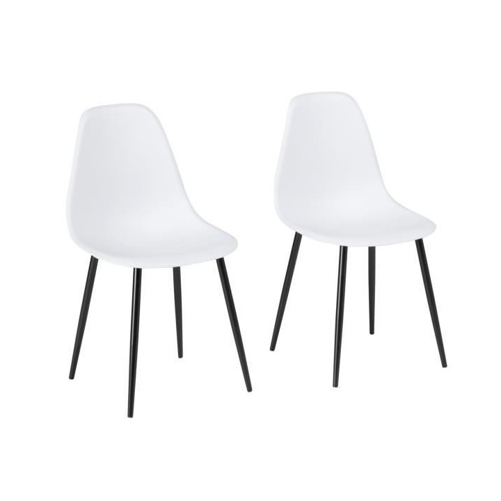 Lot de 2 chaises blanc - L 46 x P 52 x H 84 cm - CLODY