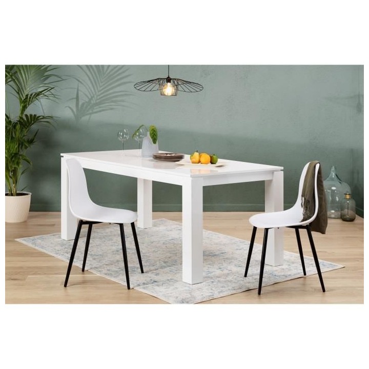 Lot de 2 chaises blanc - L 46 x P 52 x H 84 cm - CLODY