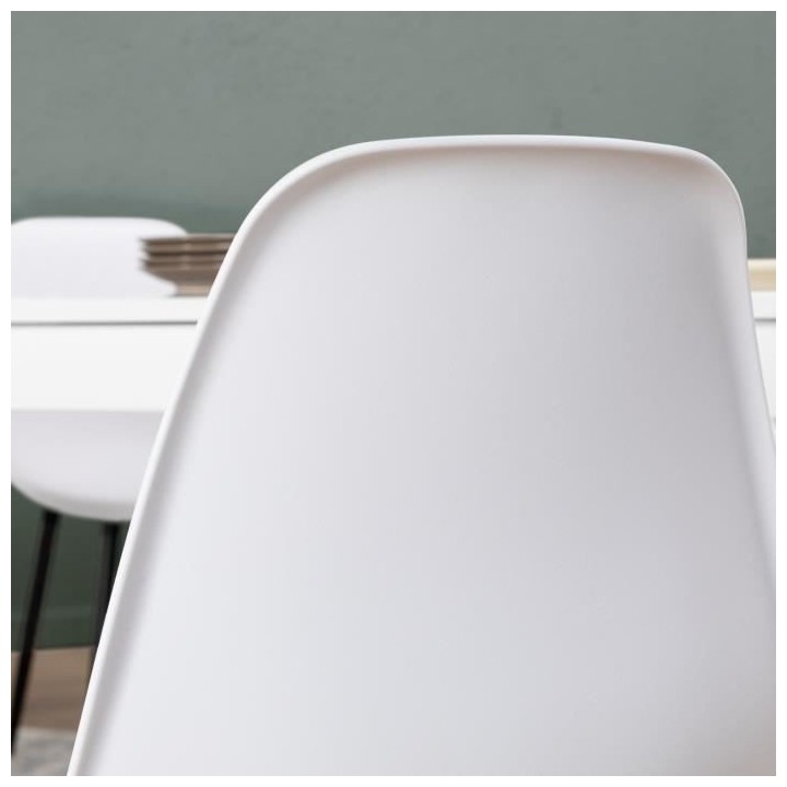 Lot de 2 chaises blanc - L 46 x P 52 x H 84 cm - CLODY