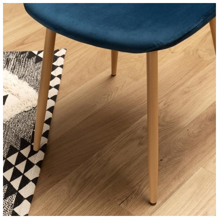 Lot de 4 chaises en velours bleu - L 45 x P 53 x H 85 cm - CLODY