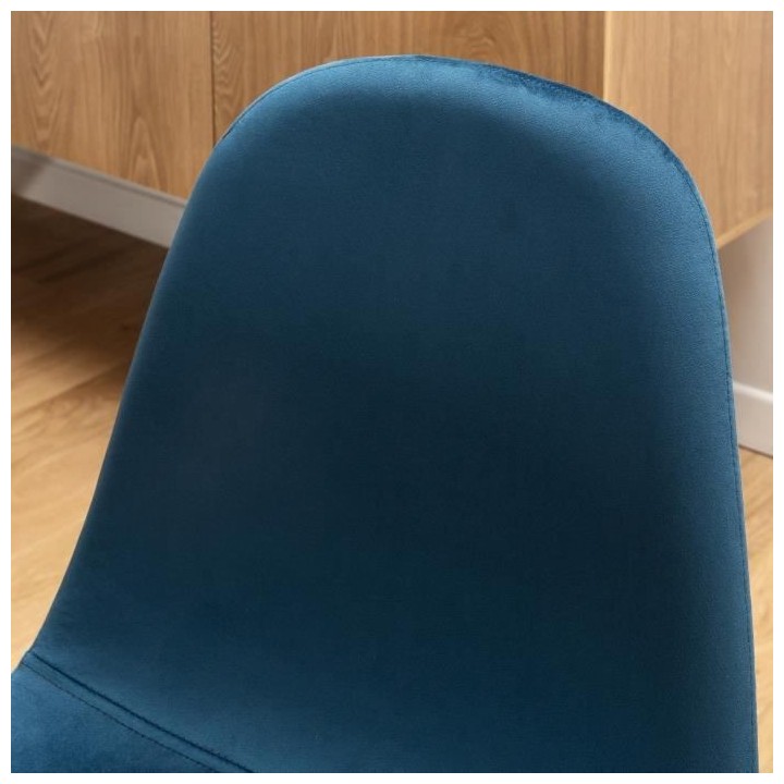 Lot de 4 chaises en velours bleu - L 45 x P 53 x H 85 cm - CLODY