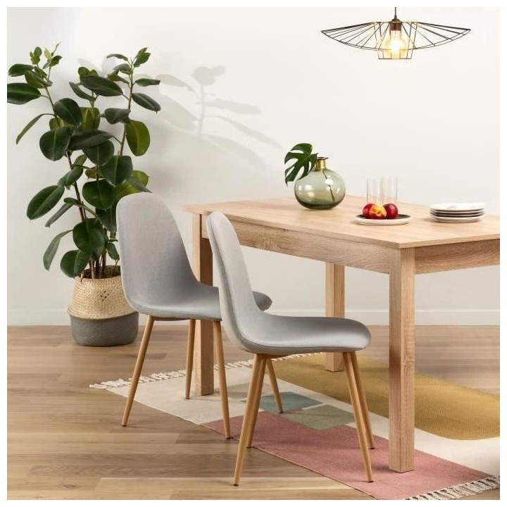 Lot de 2 chaises - Tissu gris - L 45 x P 53 x H 85 cm - CLODY