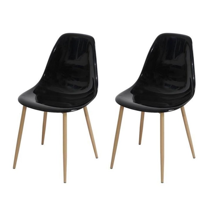 Lot de 2 chaises cristal transparent noir - L 47 x P 54 x H 84 cm - CL