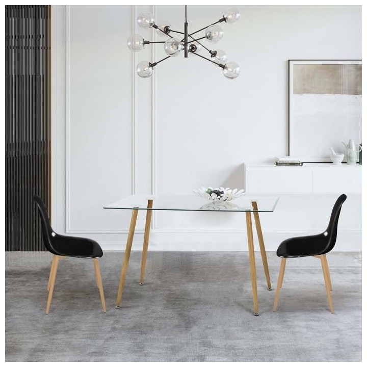 Lot de 2 chaises cristal transparent noir - L 47 x P 54 x H 84 cm - CL