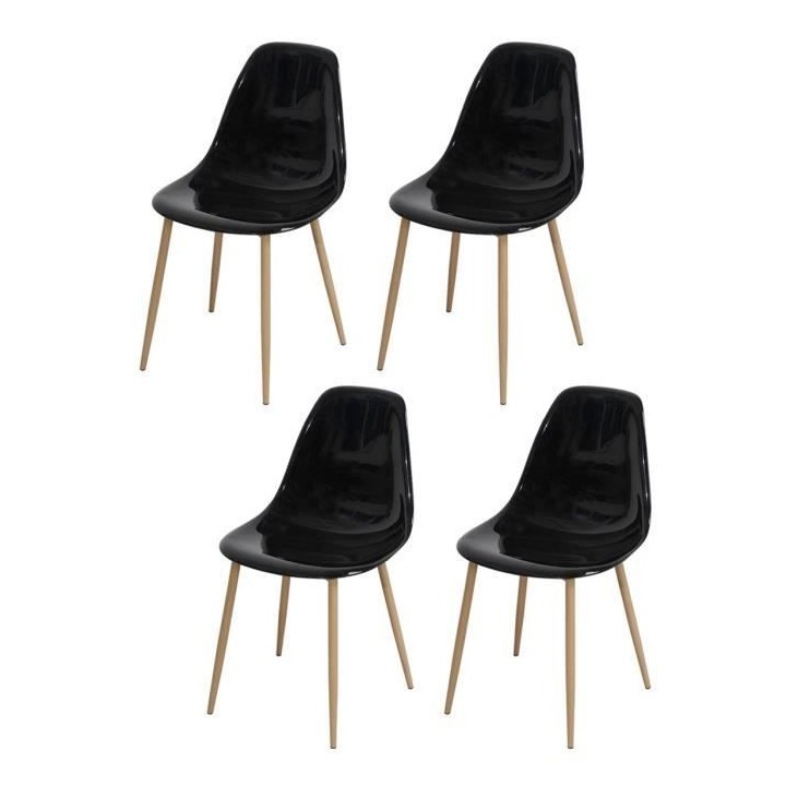 Lot de 4 chaises cristal transparent noir - L 47 x P 54 x H 84 cm - CL