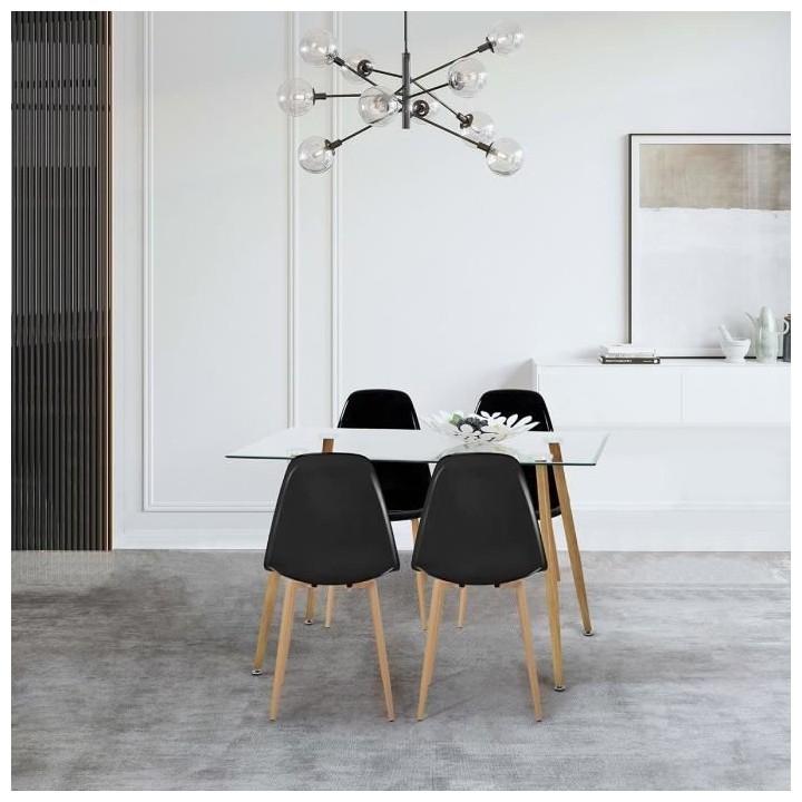 Lot de 4 chaises cristal transparent noir - L 47 x P 54 x H 84 cm - CL