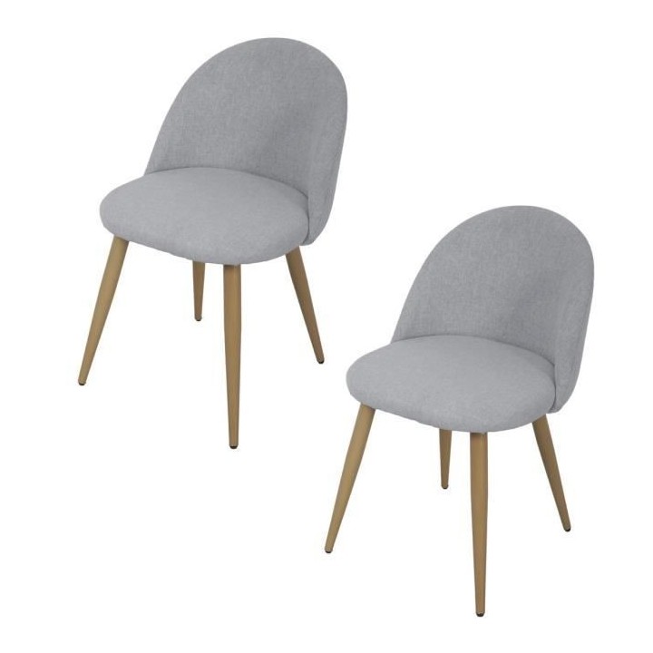 Lot de 2 chaises gris - Pieds en métal - L 53 x P 54 x H 76 cm - COLE