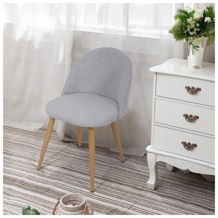 Lot de 2 chaises gris - Pieds en métal - L 53 x P 54 x H 76 cm - COLE