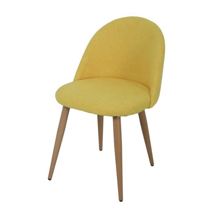 COLE Chaise - Tissu jaune - Pieds en métal - L 53 x P 54 x H 76 cm