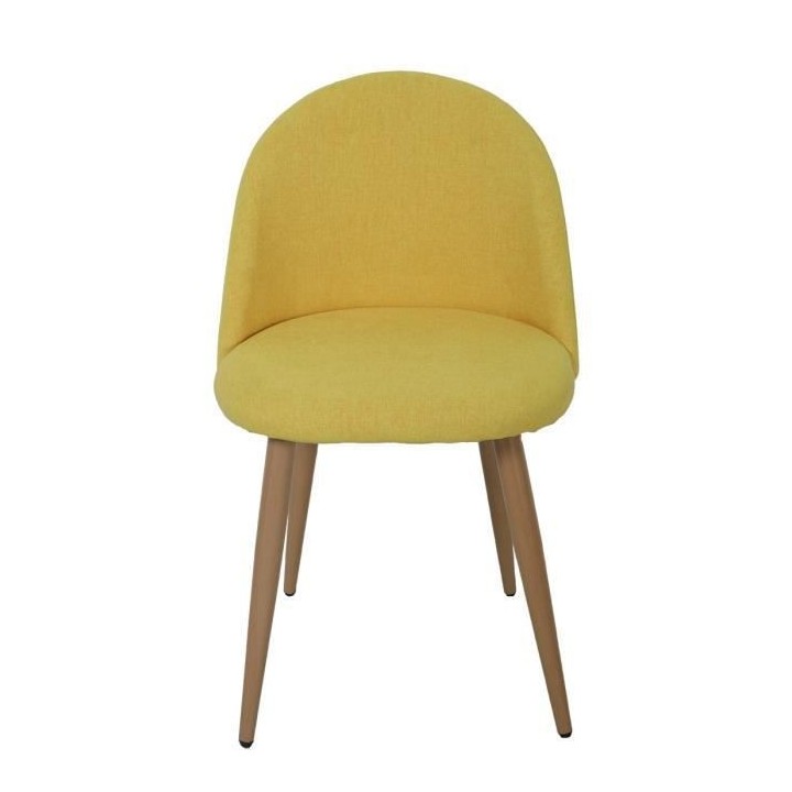 COLE Chaise - Tissu jaune - Pieds en métal - L 53 x P 54 x H 76 cm