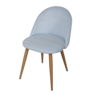 COLE Chaise - Tissu rayé bleu et blanc - Pieds en métal - L 53 x P 5