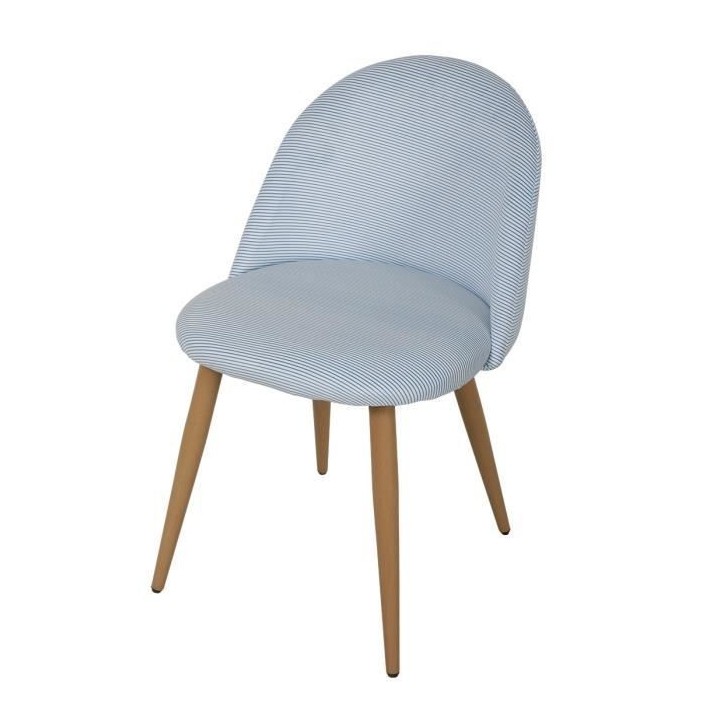 COLE Chaise - Tissu rayé bleu et blanc - Pieds en métal - L 53 x P 5