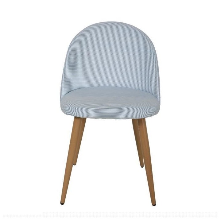 COLE Chaise - Tissu rayé bleu et blanc - Pieds en métal - L 53 x P 5