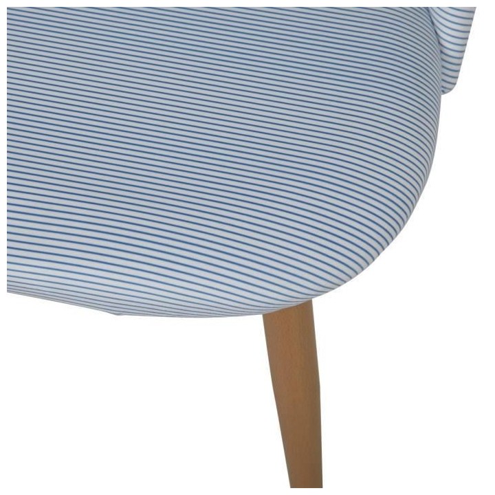 COLE Chaise - Tissu rayé bleu et blanc - Pieds en métal - L 53 x P 5