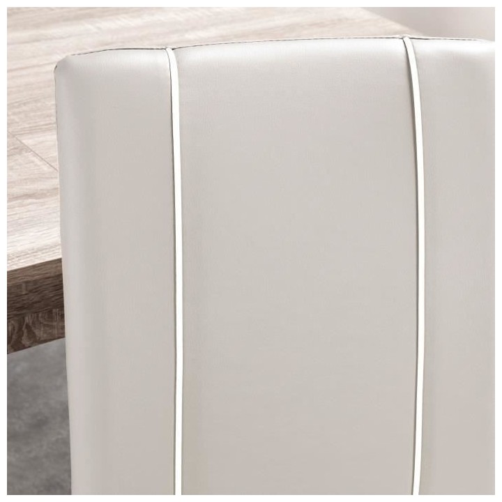 Lot de 2 chaises - Simili gris clair - Pieds en métal - L 44 x P 56 x