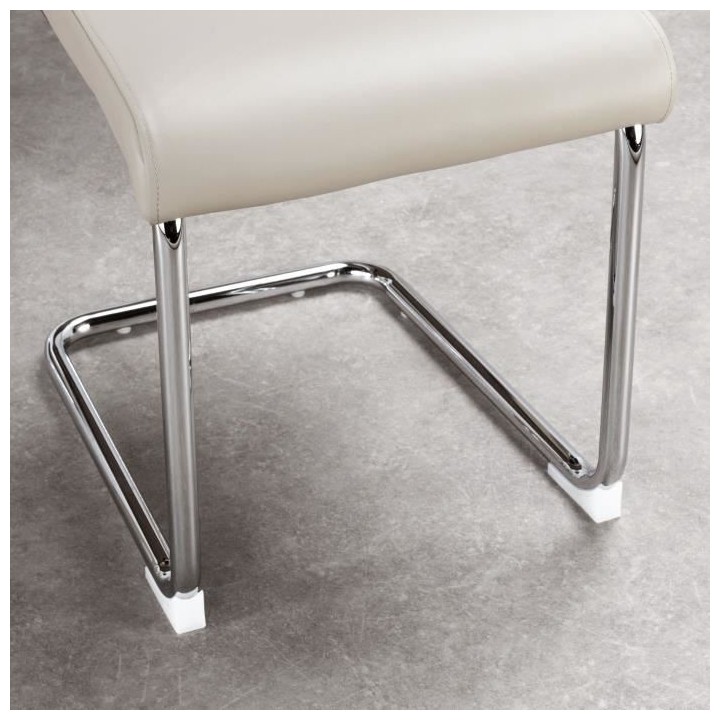 Lot de 2 chaises - Simili gris clair - Pieds en métal - L 44 x P 56 x