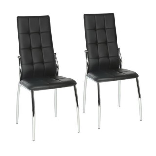 Lot de 2 chaises - Simili noir - L 44 x P 54 x H 100 cm - GEORGE