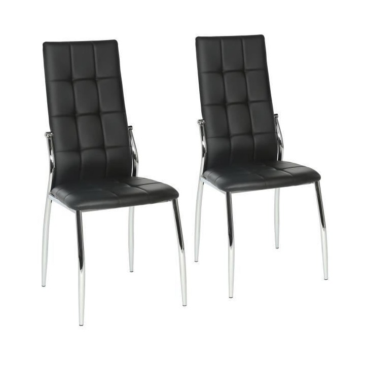 Lot de 2 chaises - Simili noir - L 44 x P 54 x H 100 cm - GEORGE