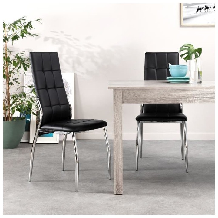 Lot de 2 chaises - Simili noir - L 44 x P 54 x H 100 cm - GEORGE