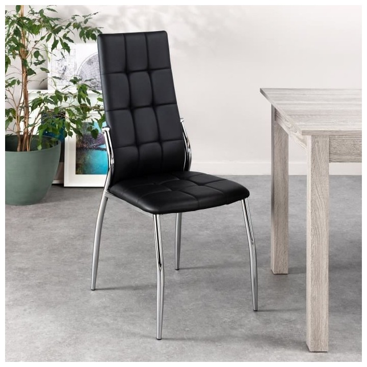 Lot de 2 chaises - Simili noir - L 44 x P 54 x H 100 cm - GEORGE
