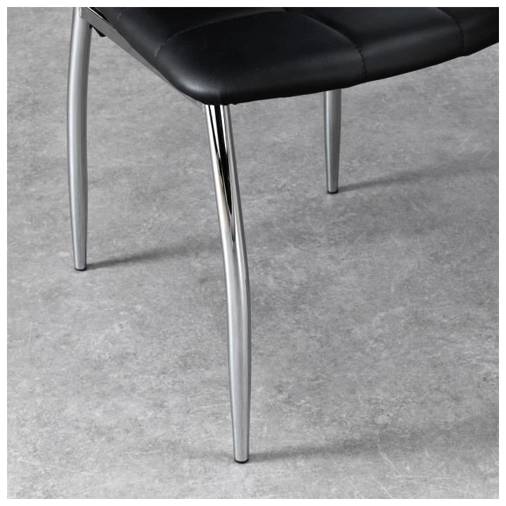 Lot de 6 chaises - Simili noir - L 44 x P 54 x H 100 cm - GEORGE