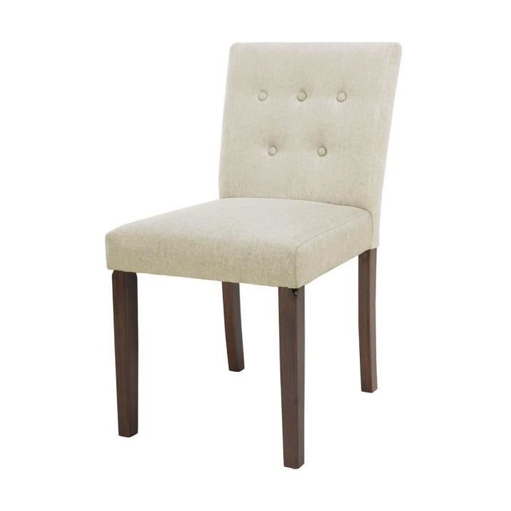 Chaise en tissu Beige et bois marron - L 47 x P 58 x H 84 cm - HANSON