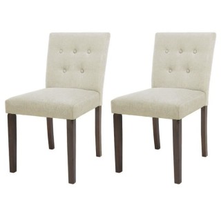 Lot de 2 Chaises en tissu Beige et bois marron - L 47 x P 58 x H 84 cm