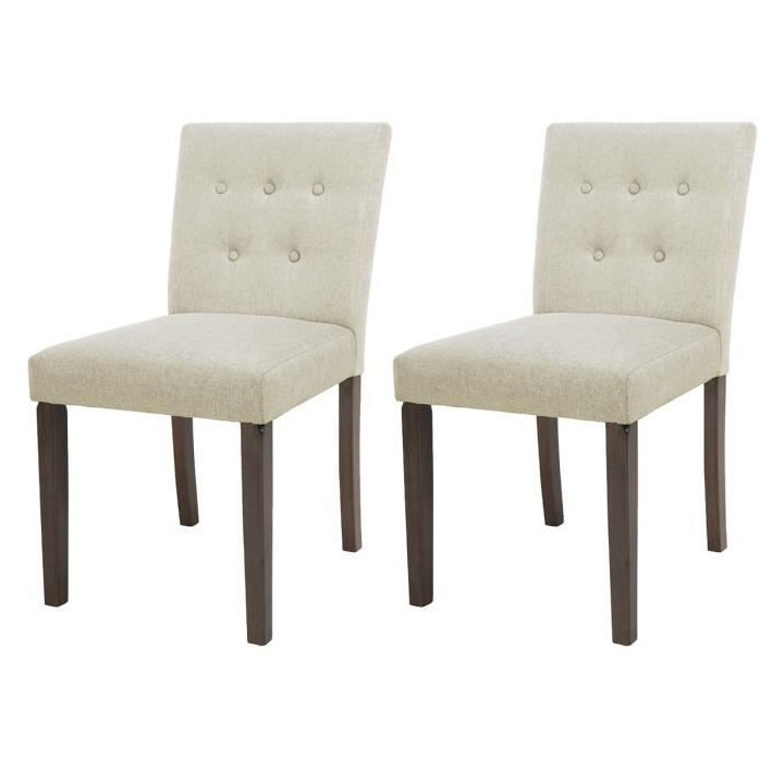 Lot de 2 Chaises en tissu Beige et bois marron - L 47 x P 58 x H 84 cm