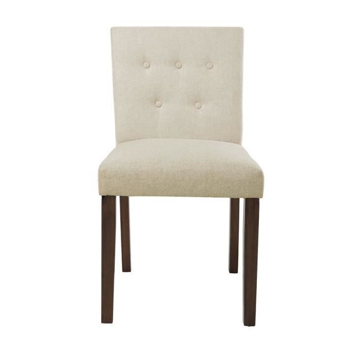 Lot de 2 Chaises en tissu Beige et bois marron - L 47 x P 58 x H 84 cm