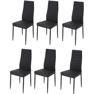 Lot de 6 chaises - Simili noir - L 42 x P 49 x H 97 cm - JIM