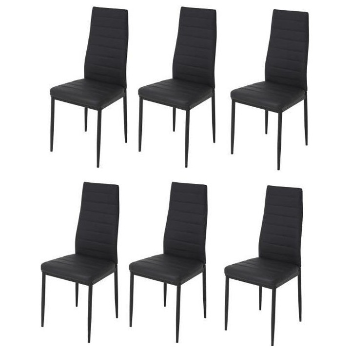 Lot de 6 chaises - Simili noir - L 42 x P 49 x H 97 cm - JIM