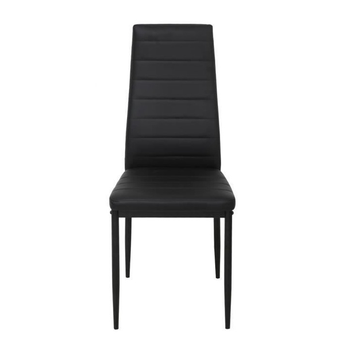 Lot de 6 chaises - Simili noir - L 42 x P 49 x H 97 cm - JIM