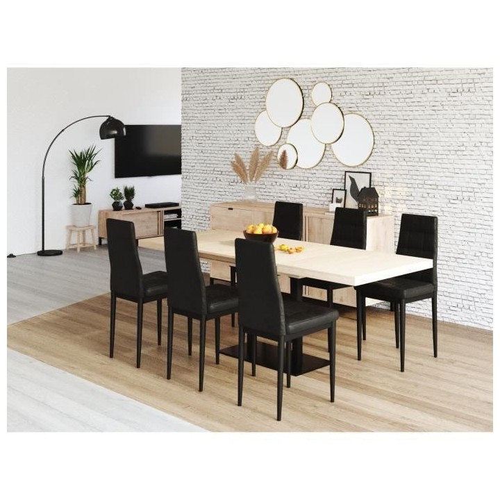 Lot de 6 chaises - Simili noir - L 42 x P 49 x H 97 cm - JIM