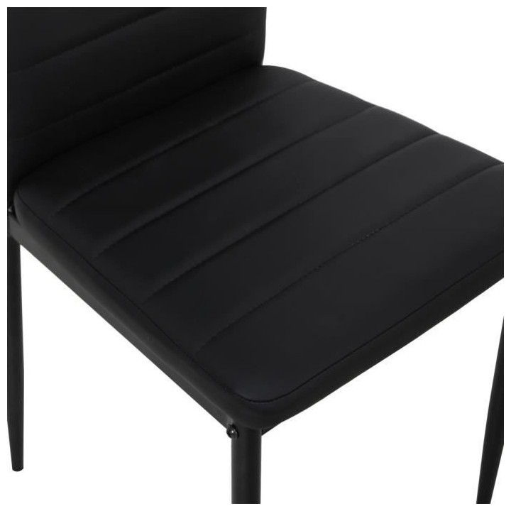Lot de 6 chaises - Simili noir - L 42 x P 49 x H 97 cm - JIM