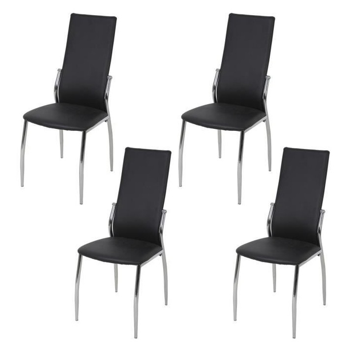 Lot de 4 chaises - Simili noir - L 44 x P 54 x H 100 cm - PHIL