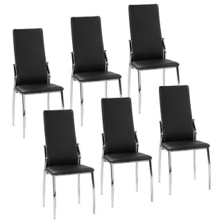 Lot de 6 chaises - Simili noir - L 44 x P 54 x H 100 cm - PHIL