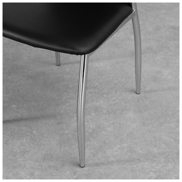 Lot de 6 chaises - Simili noir - L 44 x P 54 x H 100 cm - PHIL