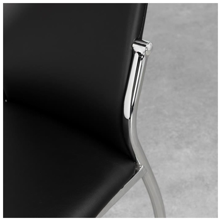 Lot de 6 chaises - Simili noir - L 44 x P 54 x H 100 cm - PHIL