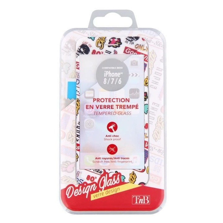 T'nB TGIPH8STICK Protection verre trempé + accessoires Transparent/Bo