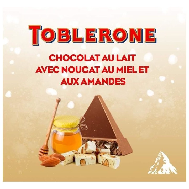 TOBLERONE - Chocolat de Noël - Lait au Nougat, Miel et Amandes - Barr