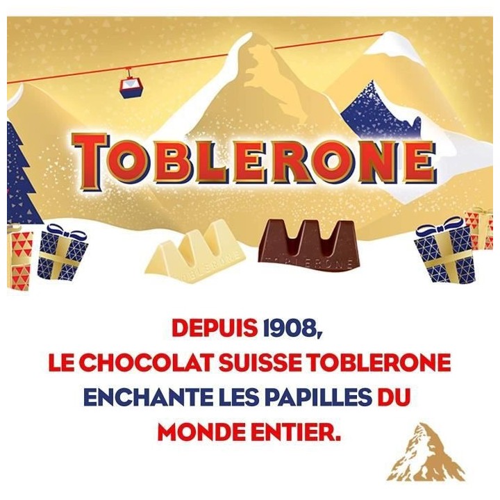 TOBLERONE - Chocolat de Noël - Lait au Nougat, Miel et Amandes - Barr