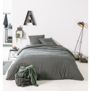 TODAY Parure de couette coton Sieste 220 x 240 cm - Gris foncé TODAY