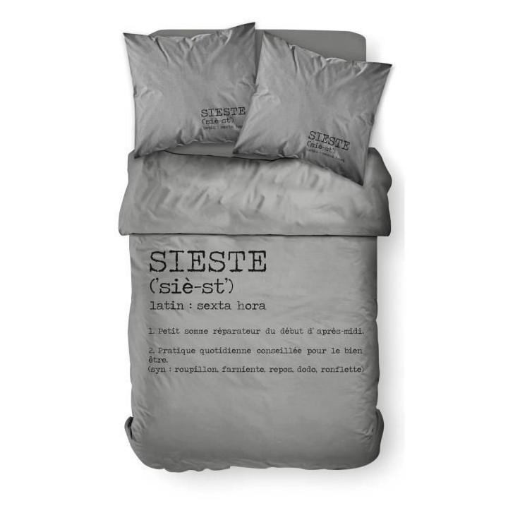 TODAY Parure de couette coton Sieste 220 x 240 cm - Gris foncé TODAY