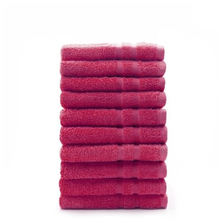 TODAY Lot de 10 Serviettes de toilette Jus de myrtille - 100% Coton -