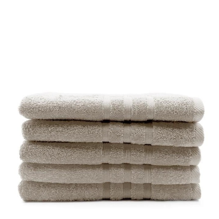 TODAY Lot de 5 Draps de bain Mastic - 70 x 130 cm - 100% coton TODAY