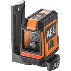 AEG Mesure laser CLR215-B, portée 15 m, laser rouge, 2 lignes, avec 1 adaptateur, 2 piles AA, 1 pochette de rangement, bande ve