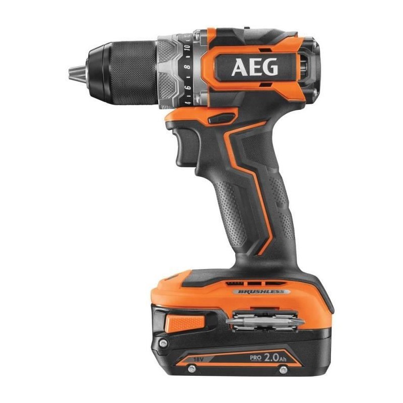 AEG Perceuse visseuse Subcompact 18V BRUSHLESS BS18SBL-202C , 2 batteries Pro lithium 2,0 Ah, mandrin métal 13 mm, 65 Nm de cou